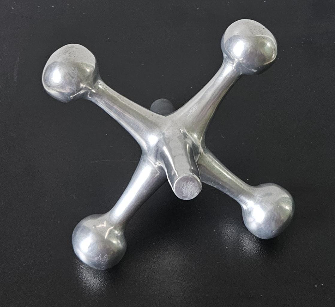 Vintage Oversized Aluminium Jack Sculpture: MCM Ornament