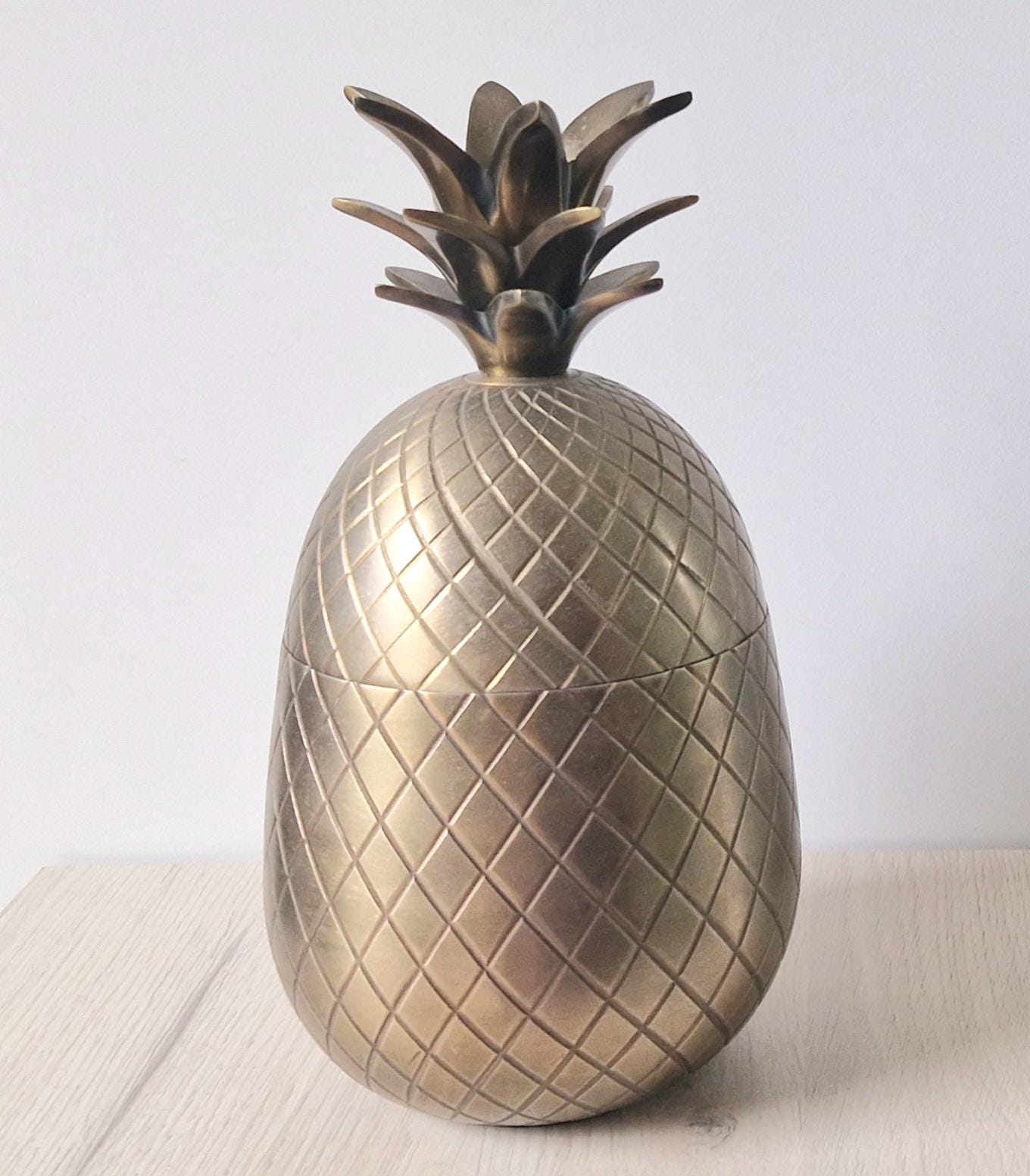 Vintage 1980s Extra Large Gold Metal Pineapple Ice Bucket 30cm
