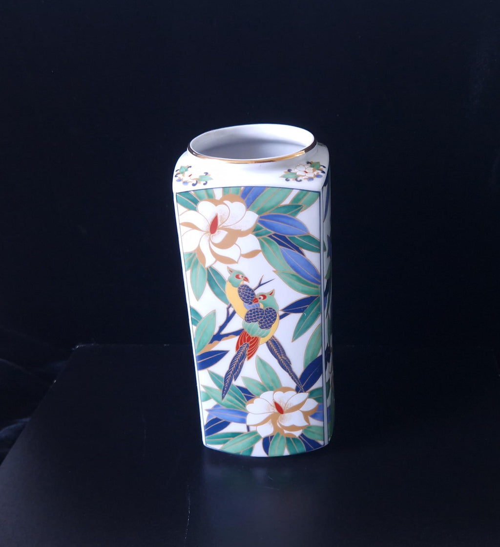 Vintage Takahashi Midcentury Tropicale Parrots Hand Painted Vase San Francisco