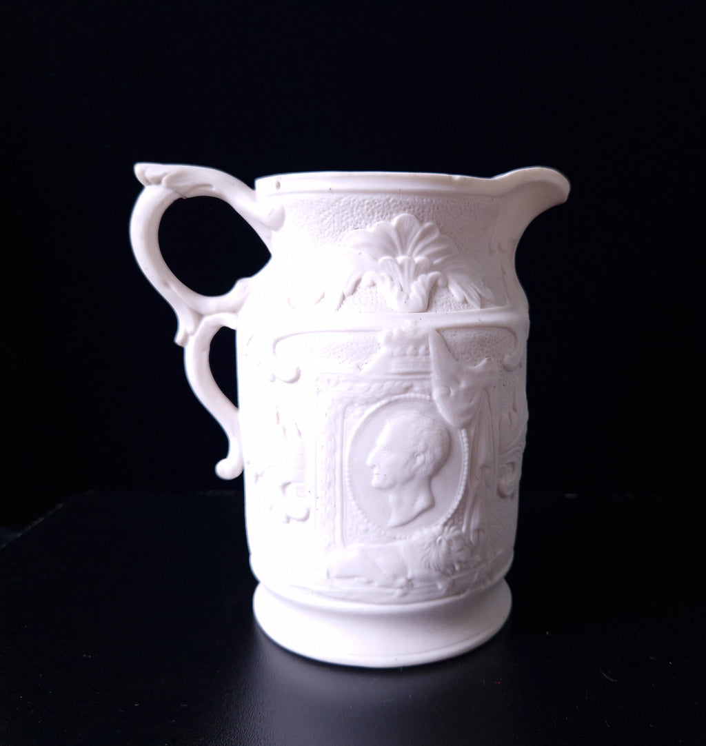 19th Century Parian Ware Duke Of Wellington Commemorative Pitcher Jug