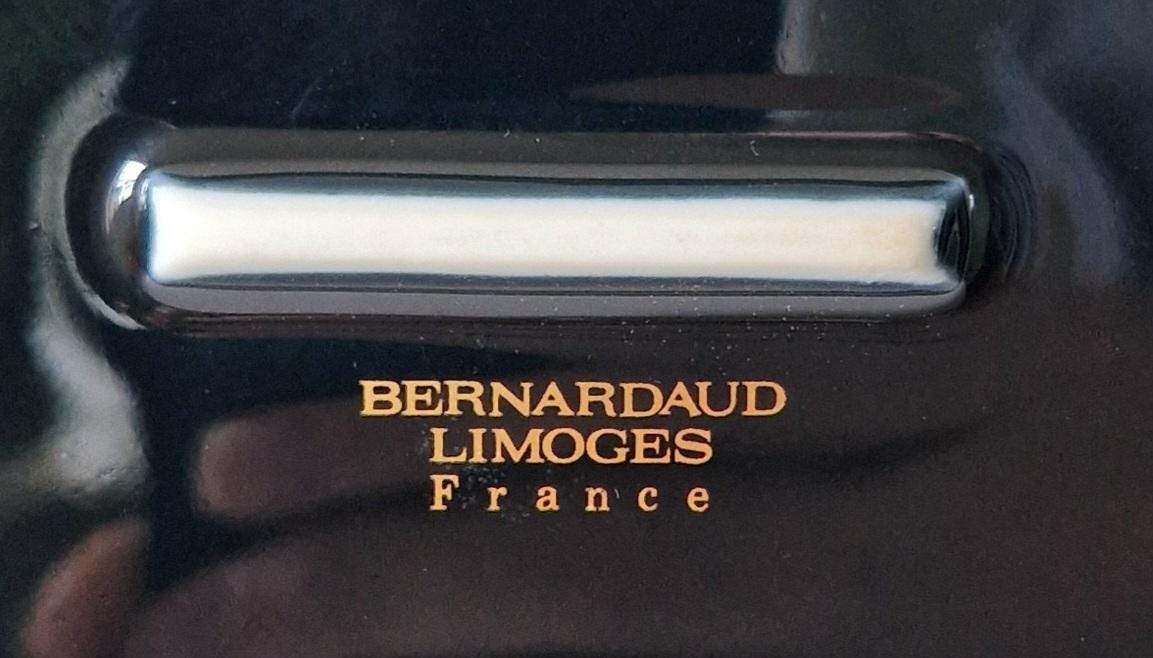 Vintage 1970's Bernardaud Gucci Limoges Porcelain Box in "Flora Noir" Print By The Artist Vittorio Accornero. Very Rare. Mint Condition.