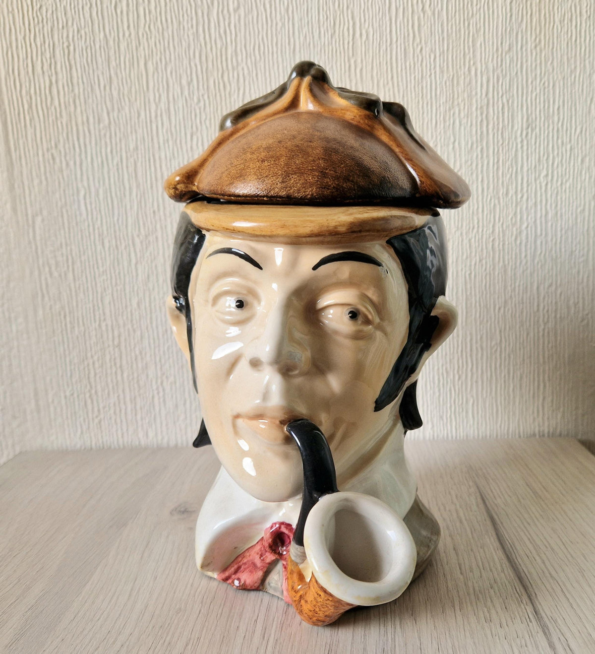Rare Vintage Sherlock Holmes Figural Ceramic Tobacco/Cookie Jar 23cm