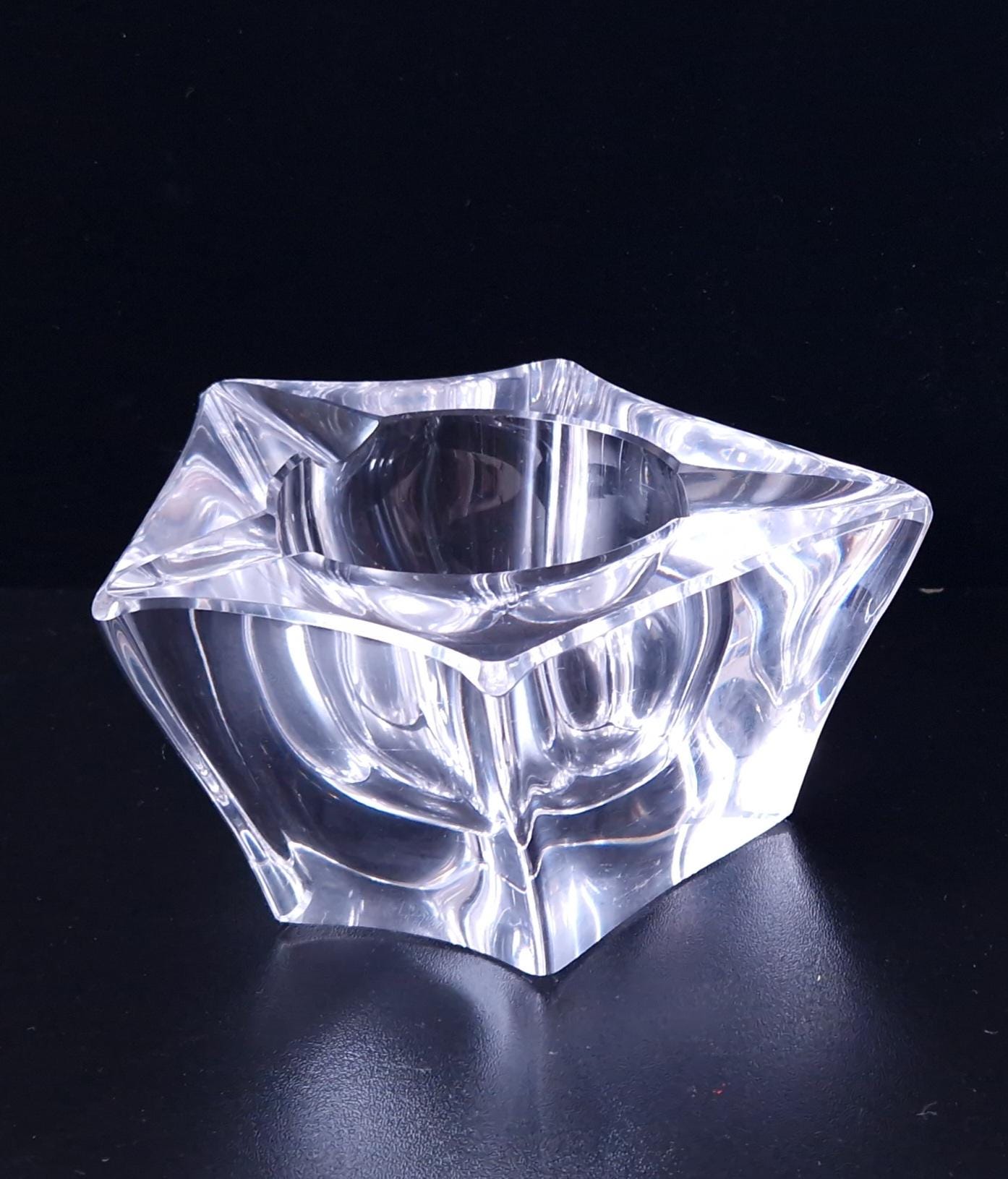 Heavy Freeform Geometric Bevelled Edge Continental Mid-Century Crystal Glass Table Desk Ashtray