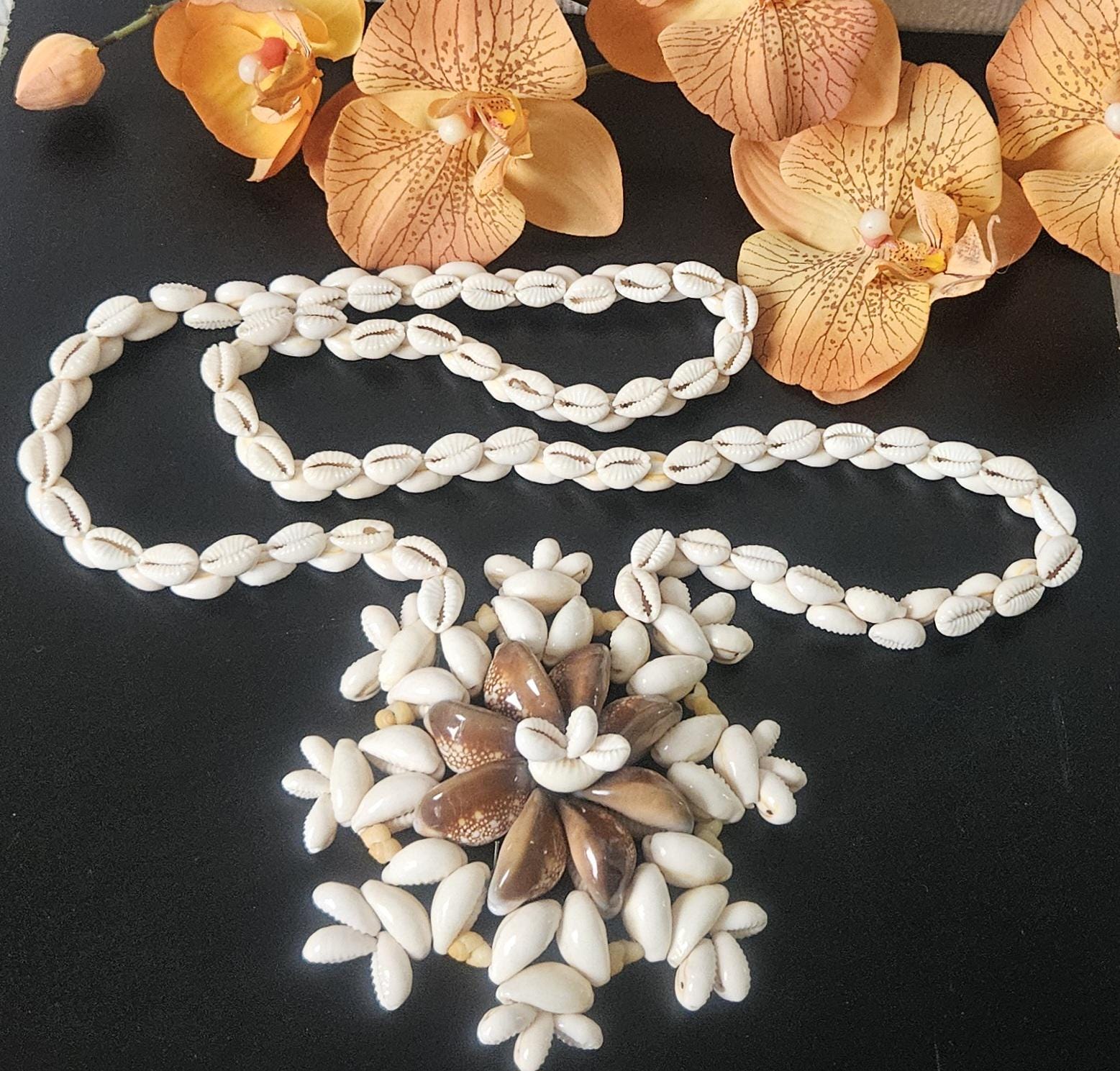 Vintage Huge Oversized Cowrie Shell Pendant Necklace Statement Boho Huge Oversized Pendant 1970s Style Hawian