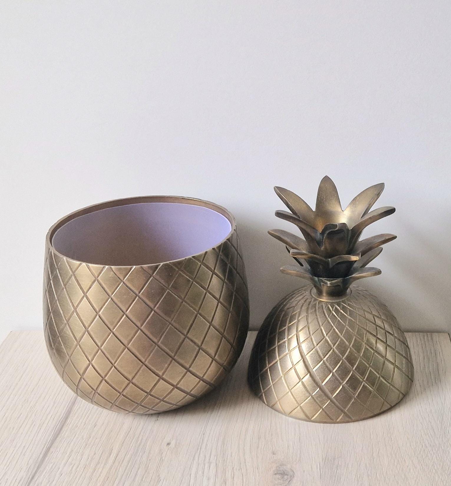 Vintage 1980s Extra Large Gold Metal Pineapple Ice Bucket 30cm