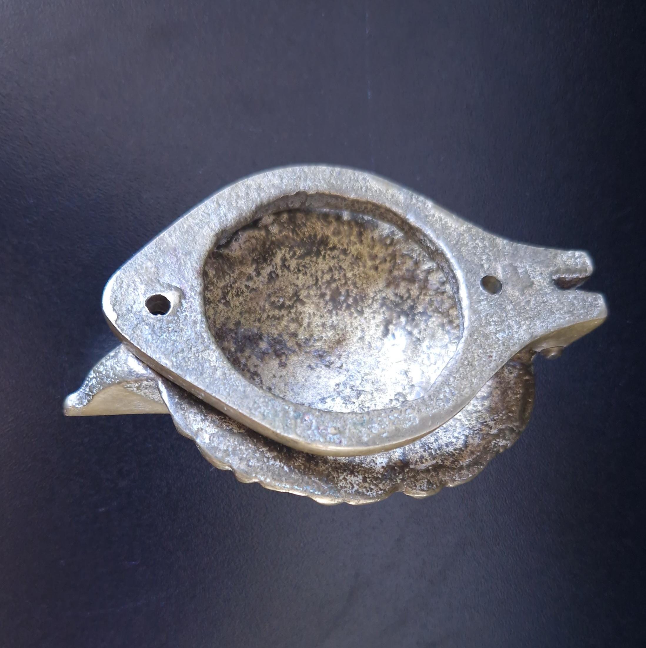 Vintage Heavy Cast Brass Small Lion Head Door Knocker 10cm