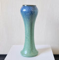 Antique Art Nouveau Tall Inverted Baluster Blue Green Glaze Ceramic Vase 27cm