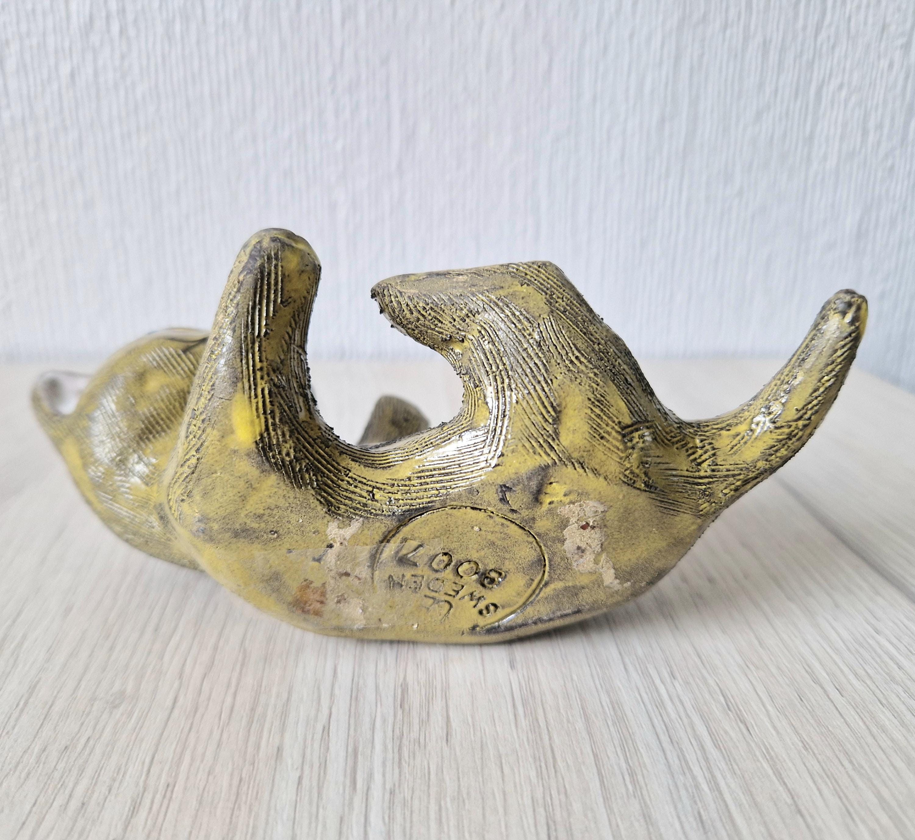 Vintage Mid-Century Upsala Ekeby Swedish Pottery Cat Figurine By Dorothy Clough 1956-67.