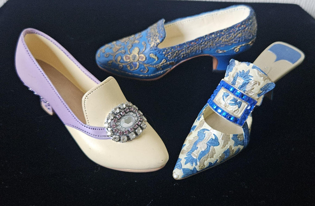 Vintage Miniature Shoe Ornaments: Collectible Display Shoes, Set of 3