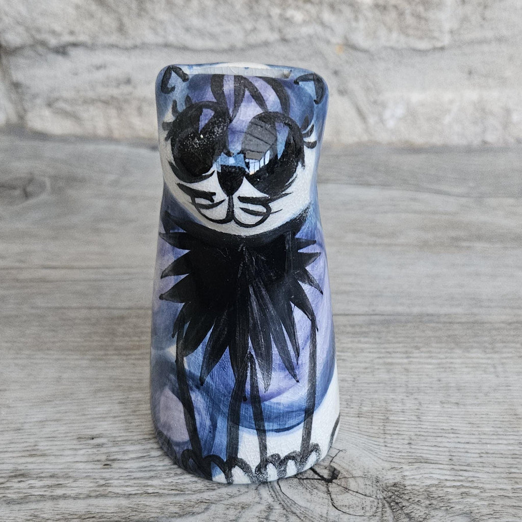 Pottery Cat Ornament 5p Money Box 10.5cm MCM Vintage Cat Figure
