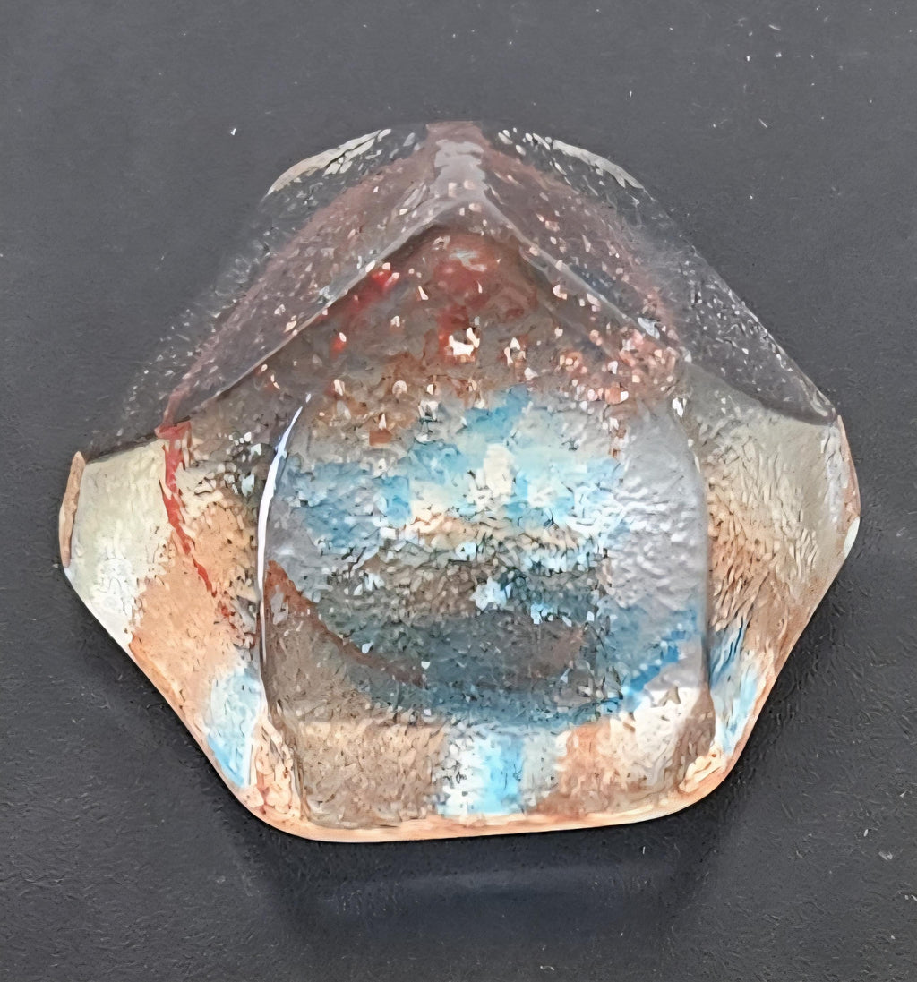 Caithness Rox Paperweight Artisan Scottish Art Glass Iceberg Sculpted Swirled UNSIGNED blue red .