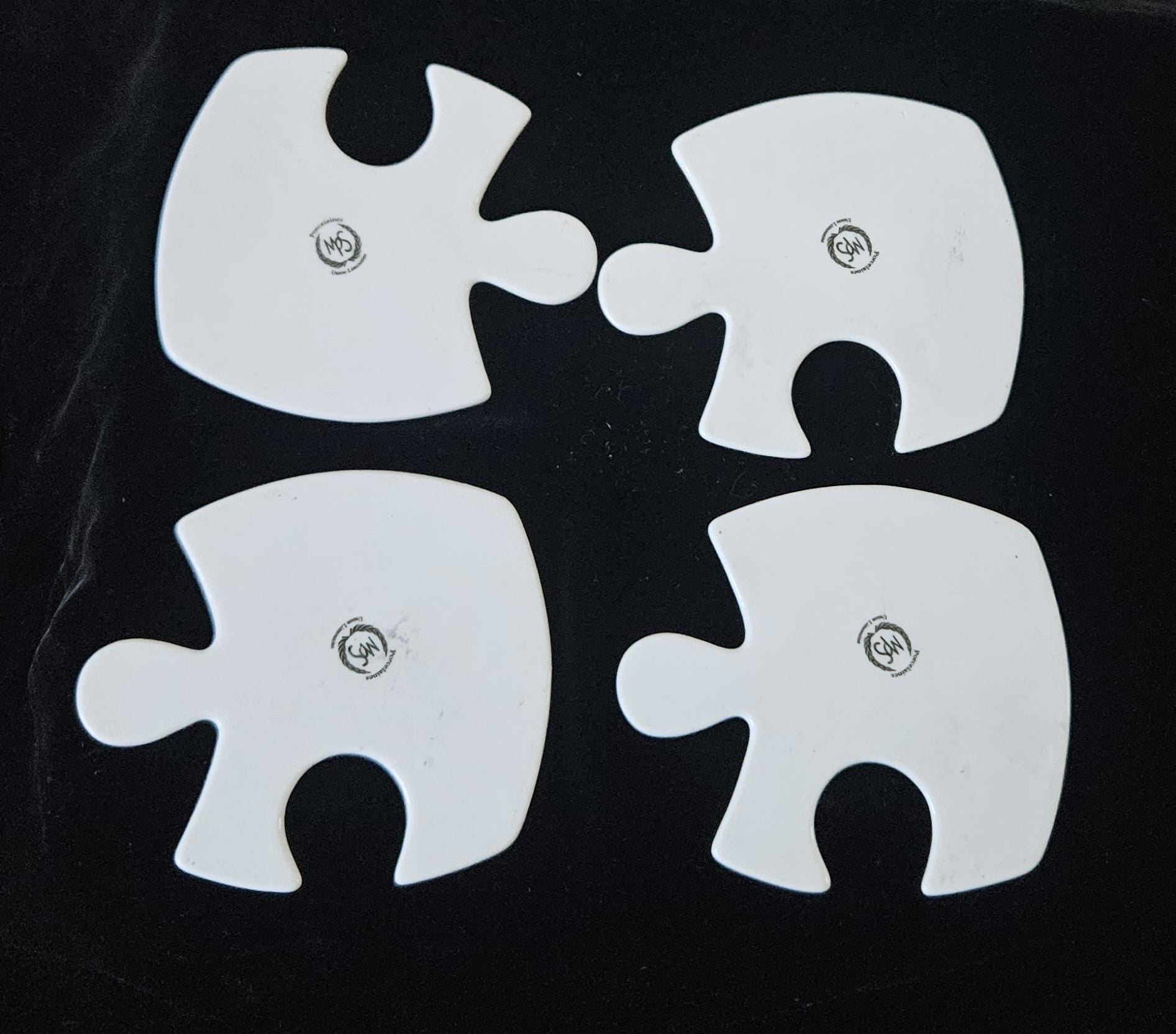 Vintage French Floral Ceramic Coasters: Jigsaw Puzzle Trivet