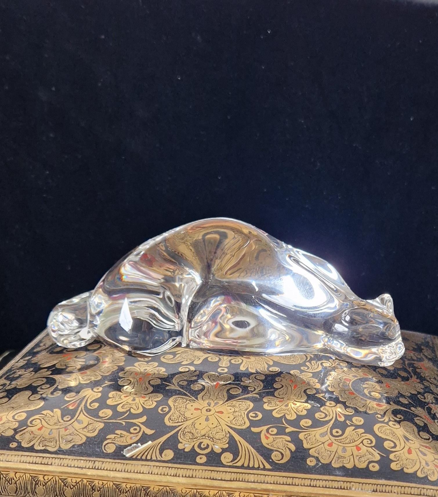 Steuben Roman Cat Crystal Hand Cooler Art Glass 8389 Paperweight Susan Smyly 1979