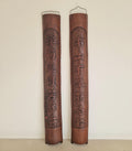 2 x Large Antique Chinese Carved Bamboo Caligraphy Couplet Wall Hangings Signed