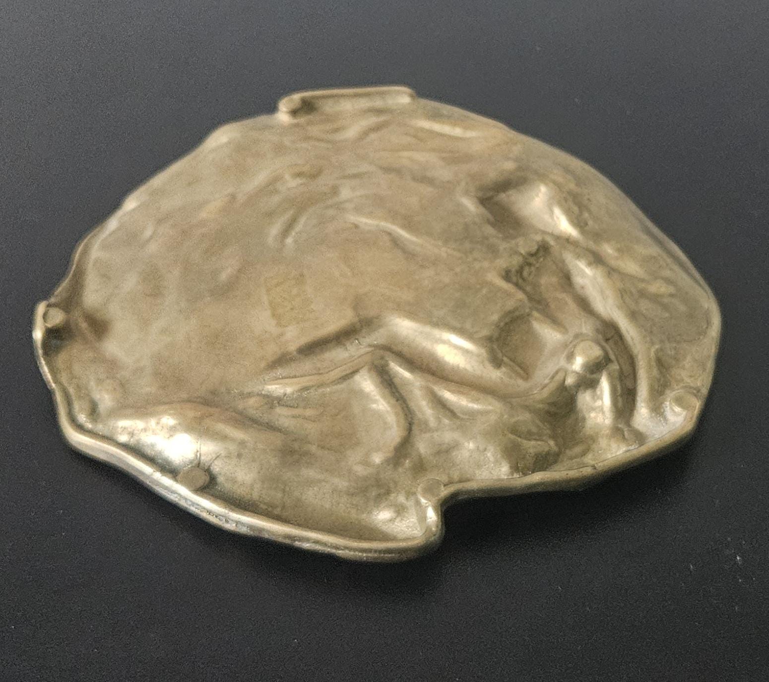 Brass Art Nouveau Trinket Dish Card & Pin Tray, Heavy Quality Vide Poche Art Nouveau decor