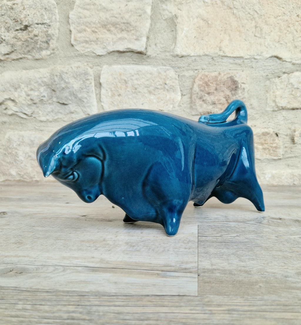 Vintage Colin Melbourne Ceramic Bull Figurine, Trentham Artware, 1950s