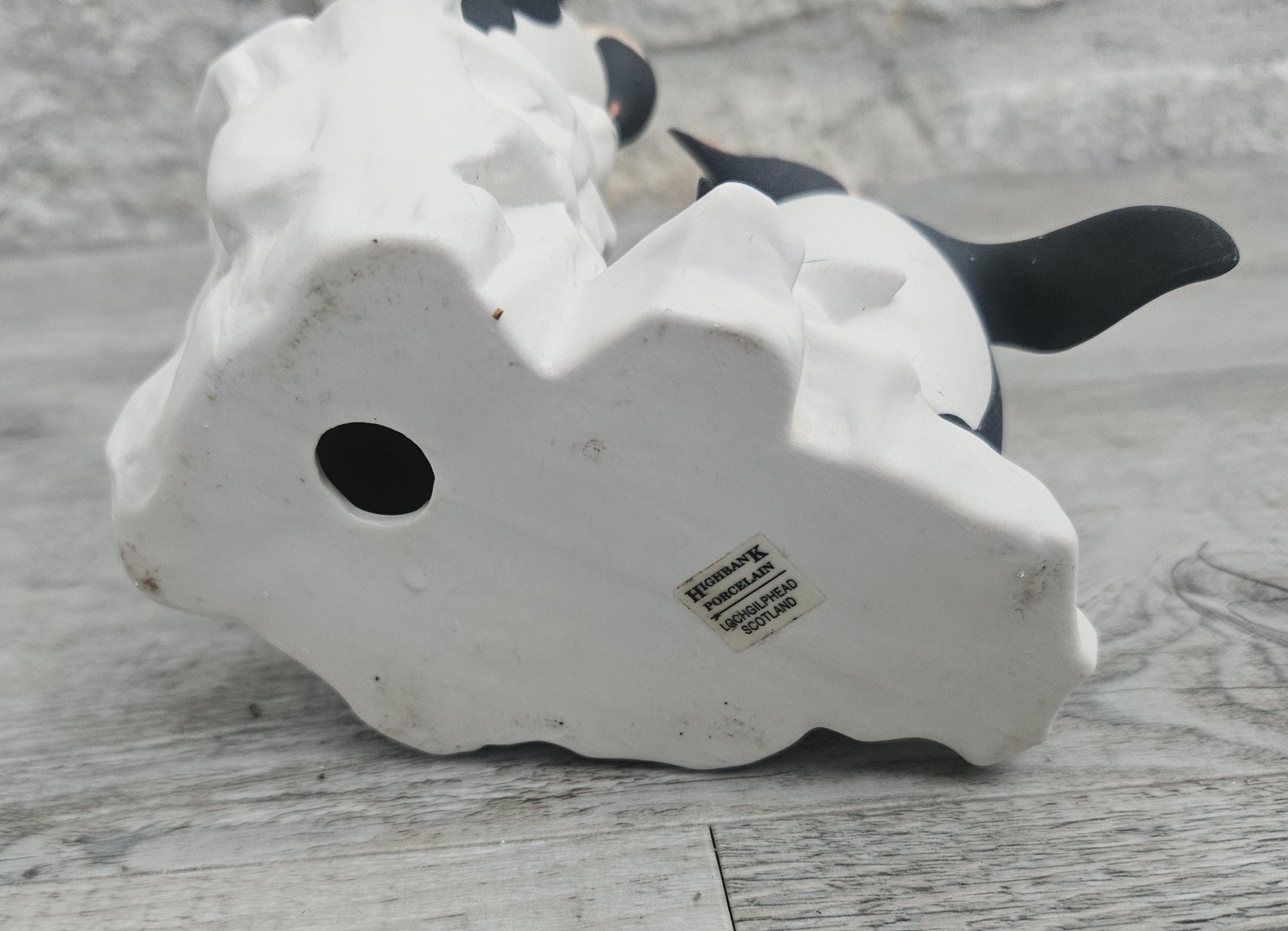 Vintage Penguin Family Figurine Handcrafted Highbank Porcelain Penguin Family Figurine, Vintage Collectible from Scotland