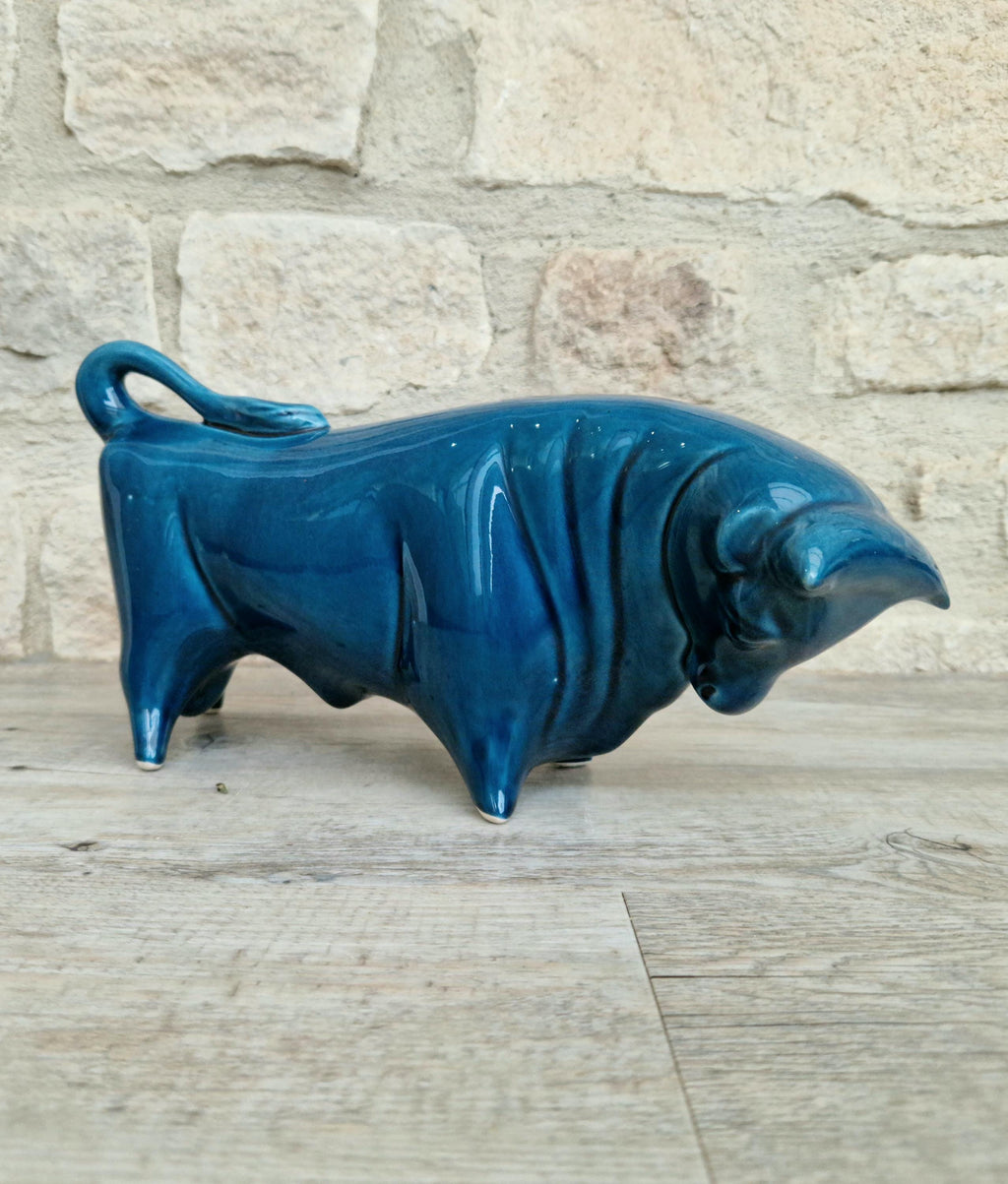 Vintage Colin Melbourne Ceramic Bull Figurine, Trentham Artware, 1950s