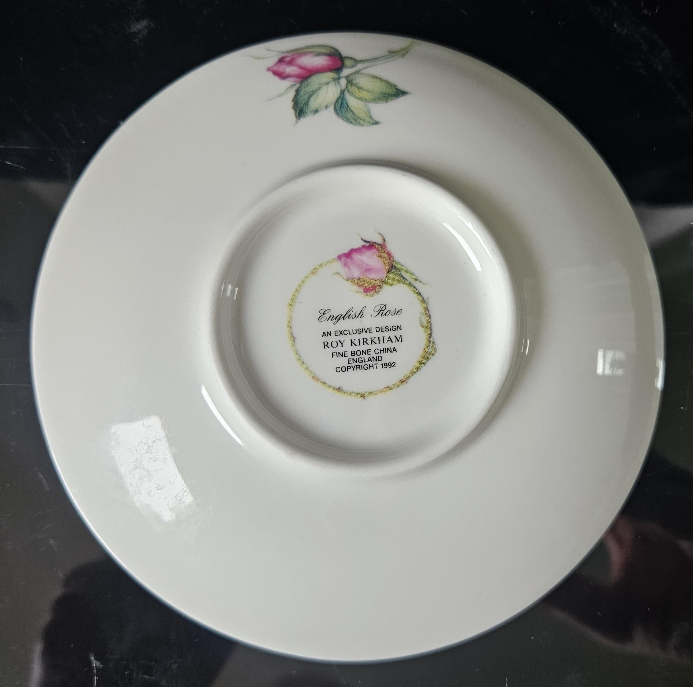 Vintage Round Large Soap Dish English Rose Fine Bone China England 1992 Roy Kirkham Approx 14cm Diameter