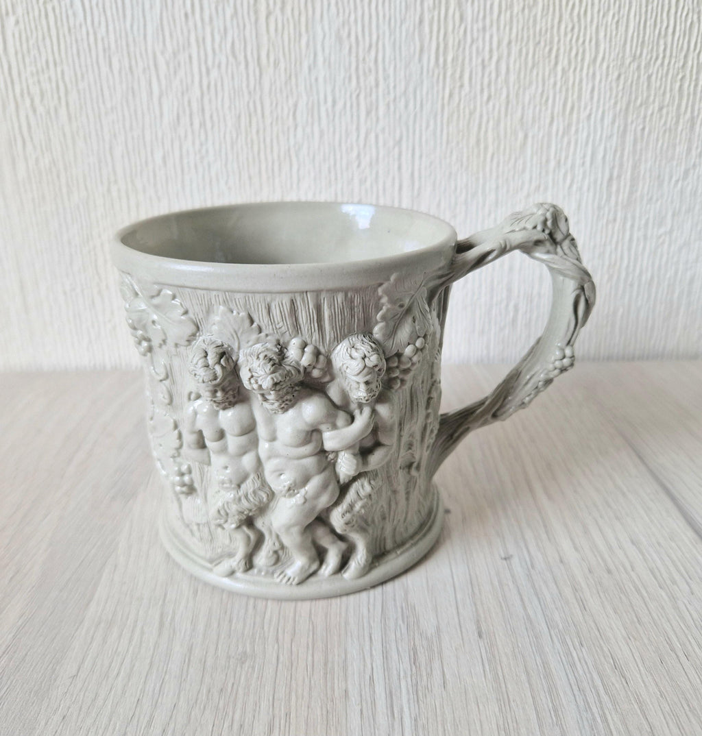1830s Minton Stoneware Mug: Silenus and Bacchus Relief