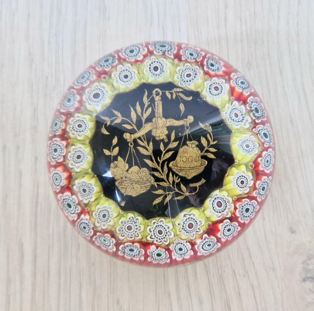 Libra Astrological Murano Art Glass Paperweight Ferro & Lazzarini 1980 Italy