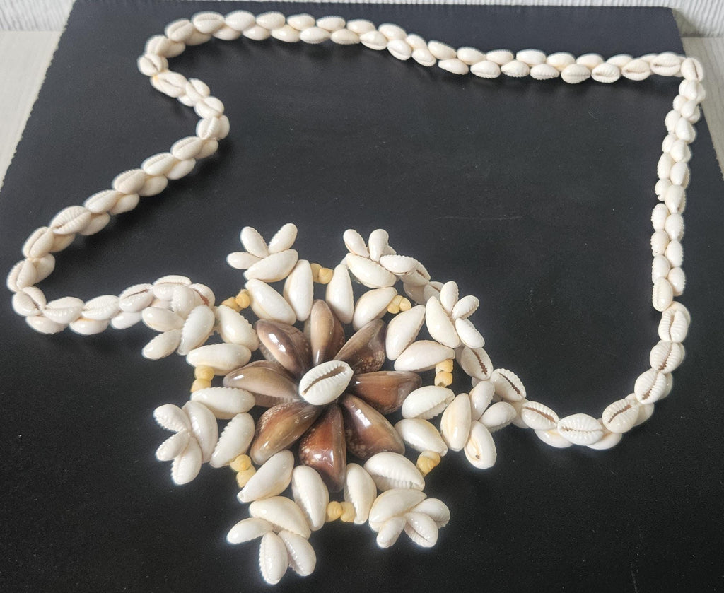 Vintage Huge Oversized Cowrie Shell Pendant Necklace Statement Boho Huge Oversized Pendant 1970s Style Hawian