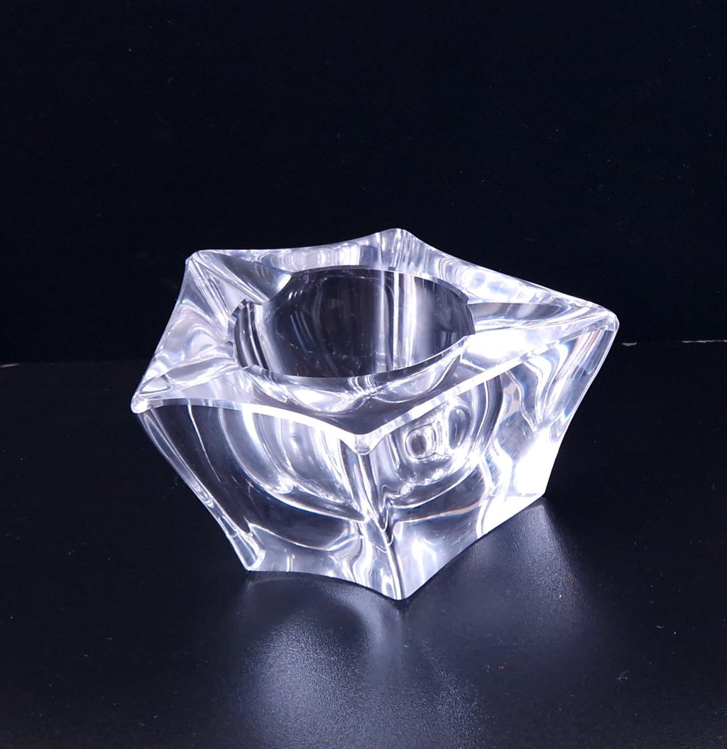 Heavy Freeform Geometric Bevelled Edge Continental Mid-Century Crystal Glass Table Desk Ashtray