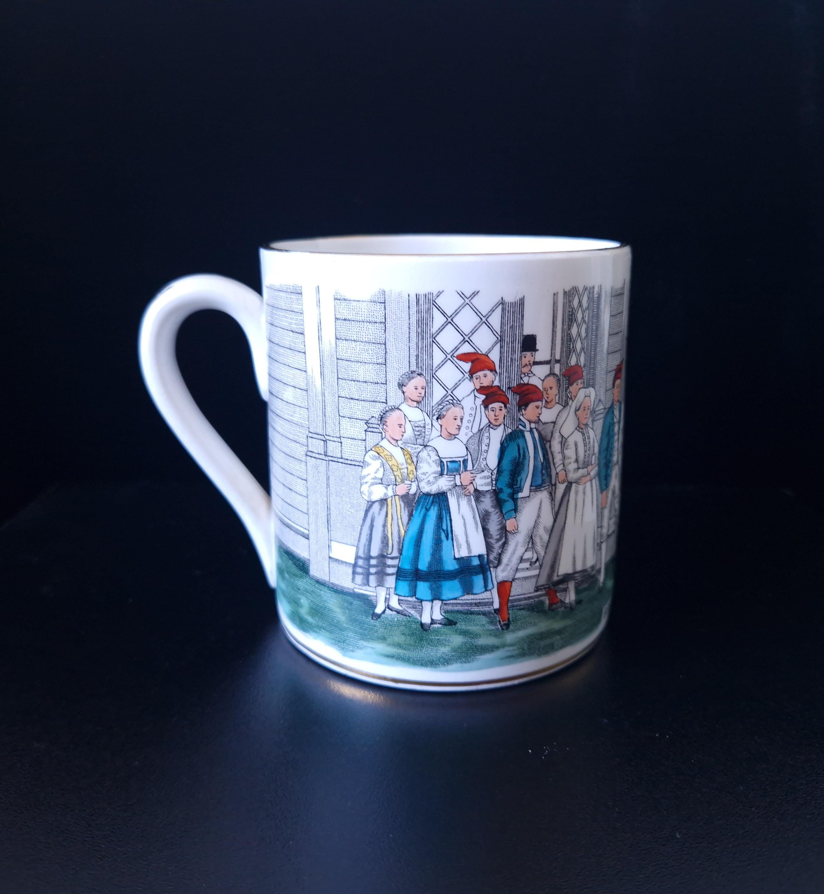Egersunds Fayancefabrik "Brudefølge Fra Sondmor" Norwegian Antique Ceramic Tankard Mug