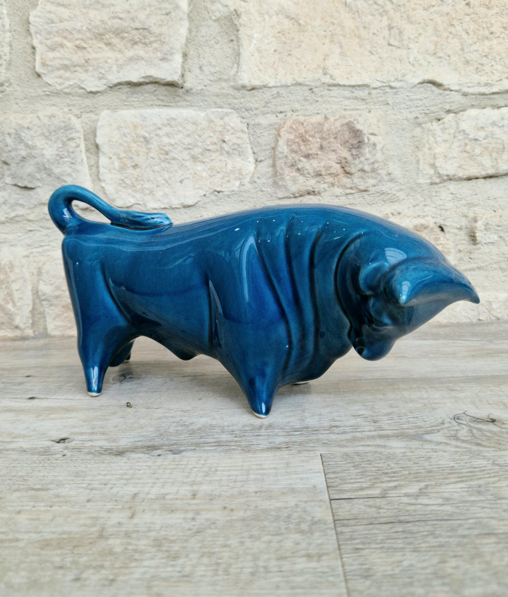 Vintage Colin Melbourne Ceramic Bull Figurine, Trentham Artware, 1950s