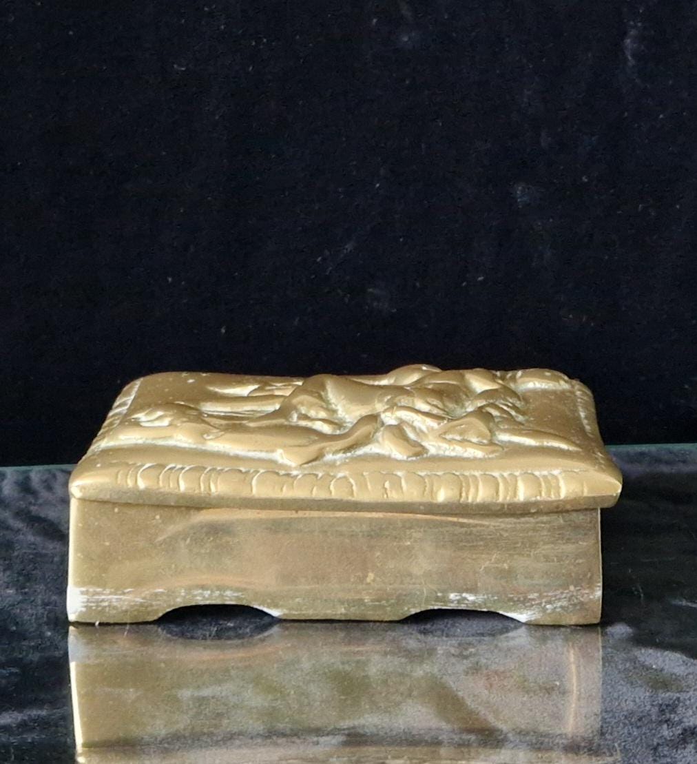 Vintage Solid Cast Bronze Art Nouveau Gentleman's Desk Lidded Box 1.06kg
