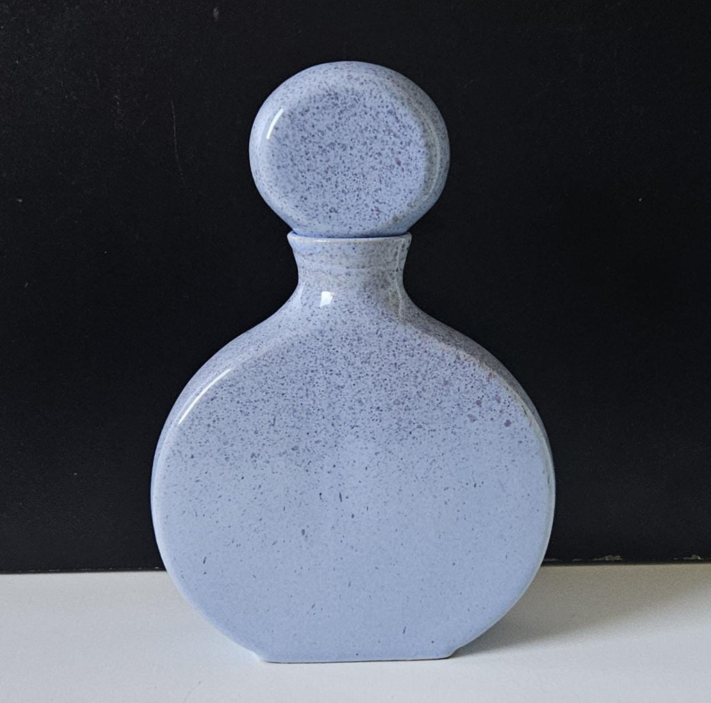 Retro Bottle with Stopper Stoneware Light Blue Speckled Finish Made in Halifax England 1980s 19cm Dressing Table Decanter