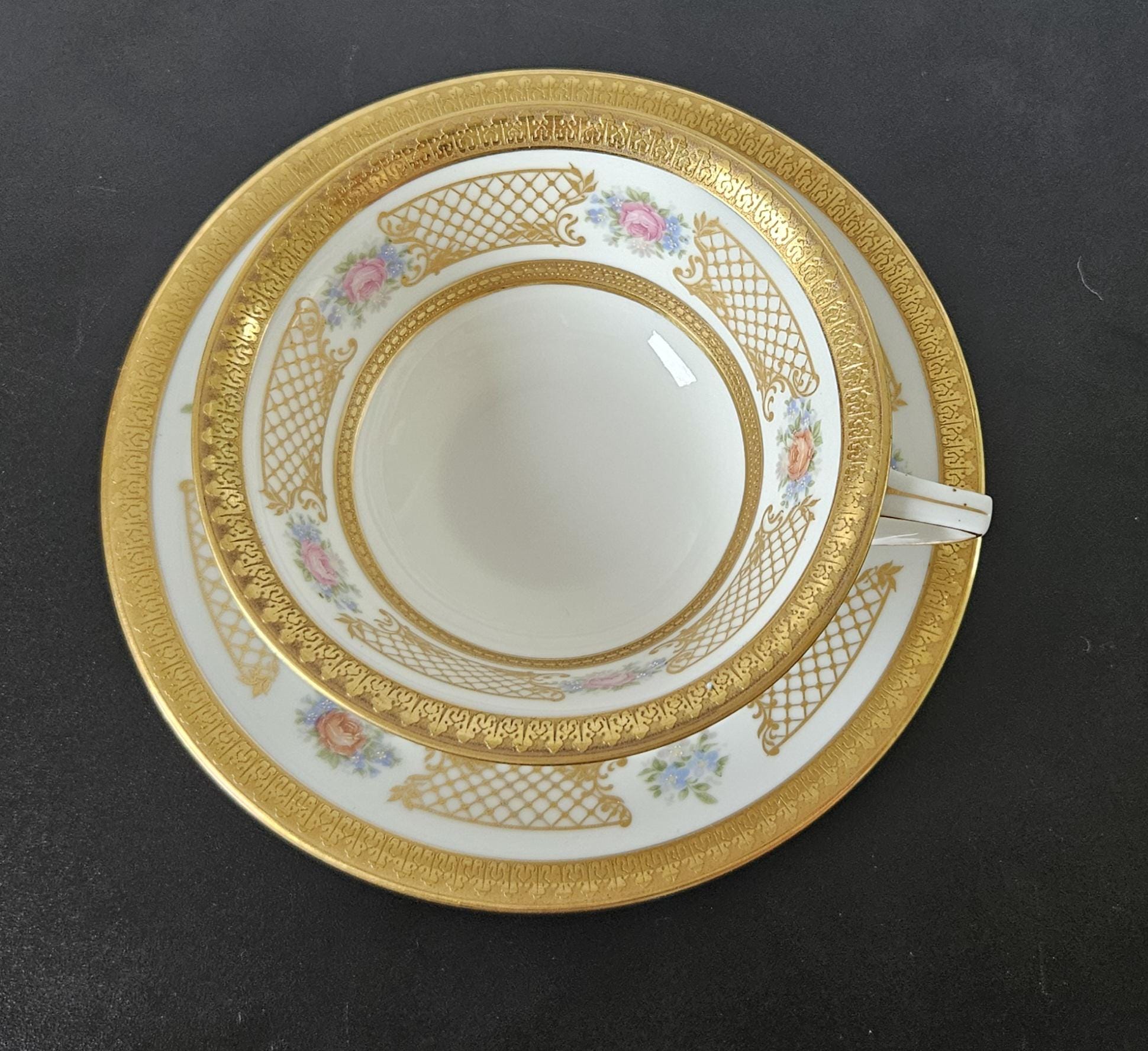 Vintage Rosenthal Germany Cup and Saucer: Gold Gilt Floral Porcelain