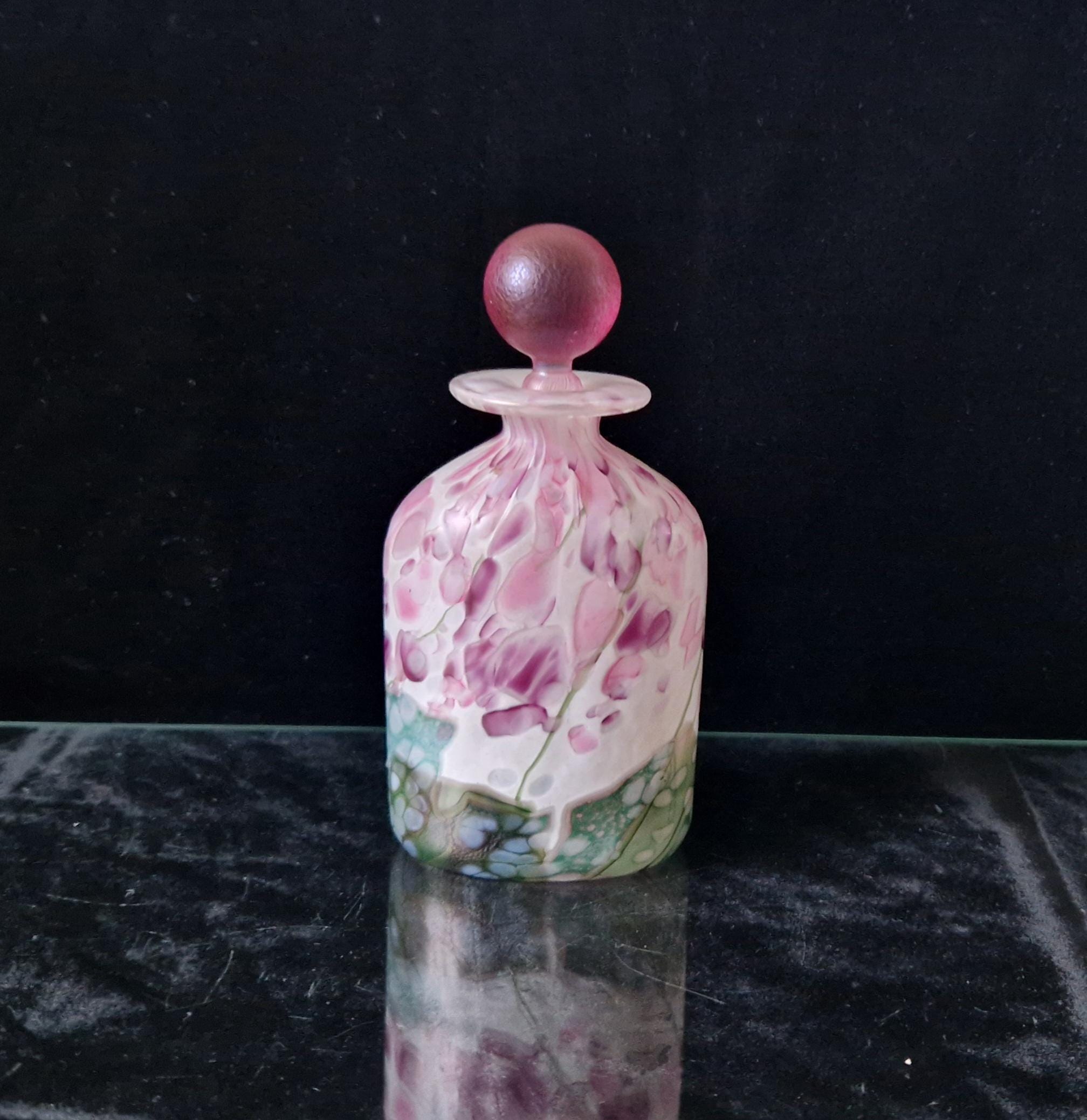 Vintage Isle Of White Glass Perfume Bottle, Lilac Flower Garden, Michael & Elizabeth Harris