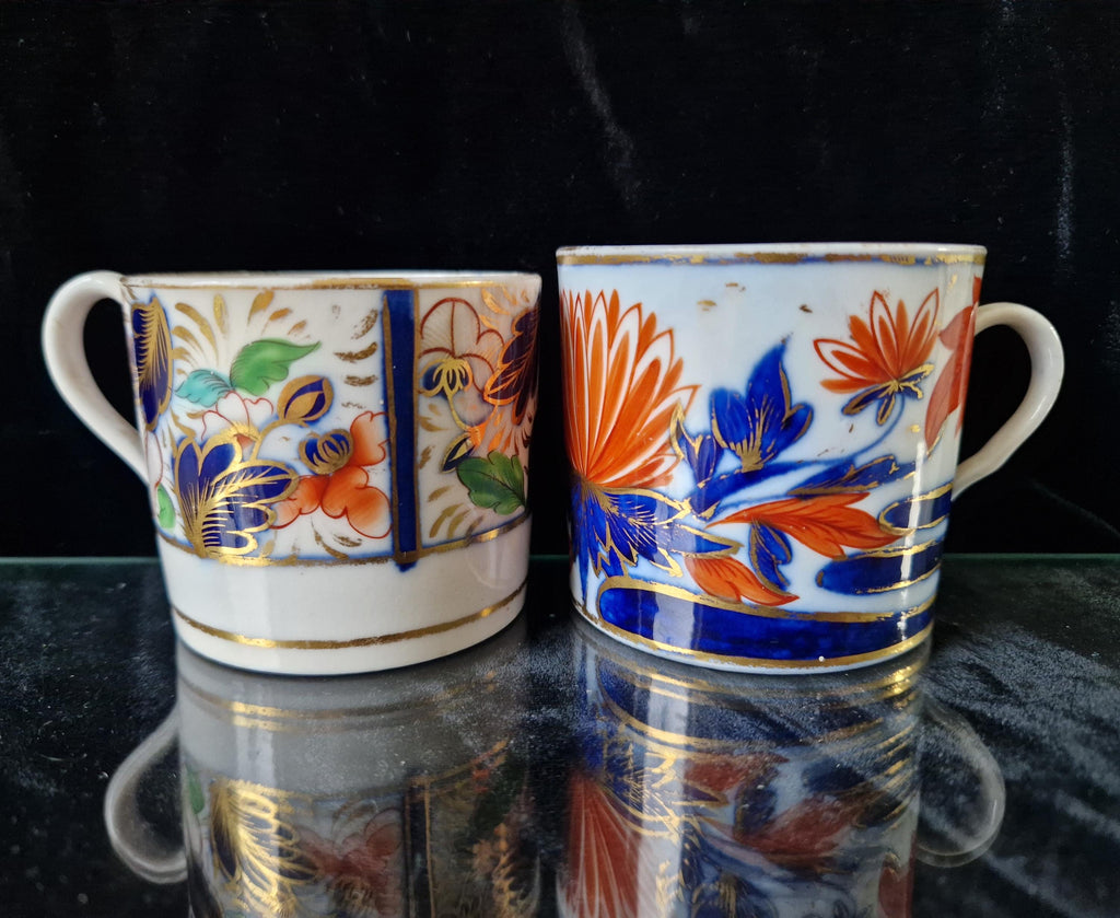 Two Antique 19th Century Small Imari Pattern English China Cups