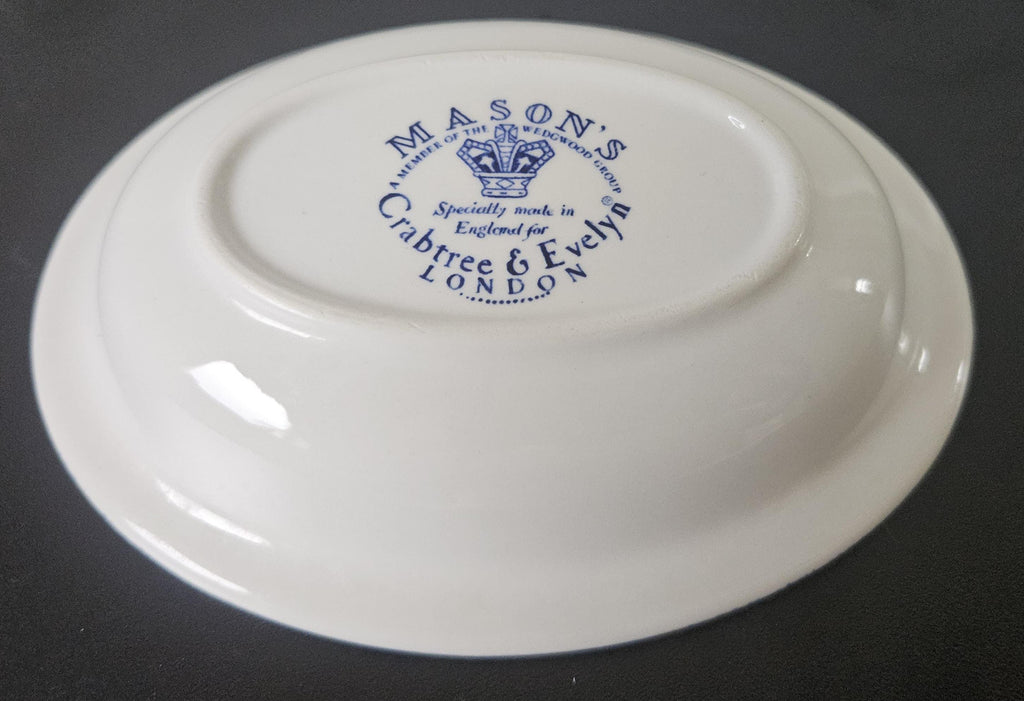 Vintage Soap Dish Mason’s Ironstone Crabtree & Evelyn Chintzy Blue and White Oval Shape