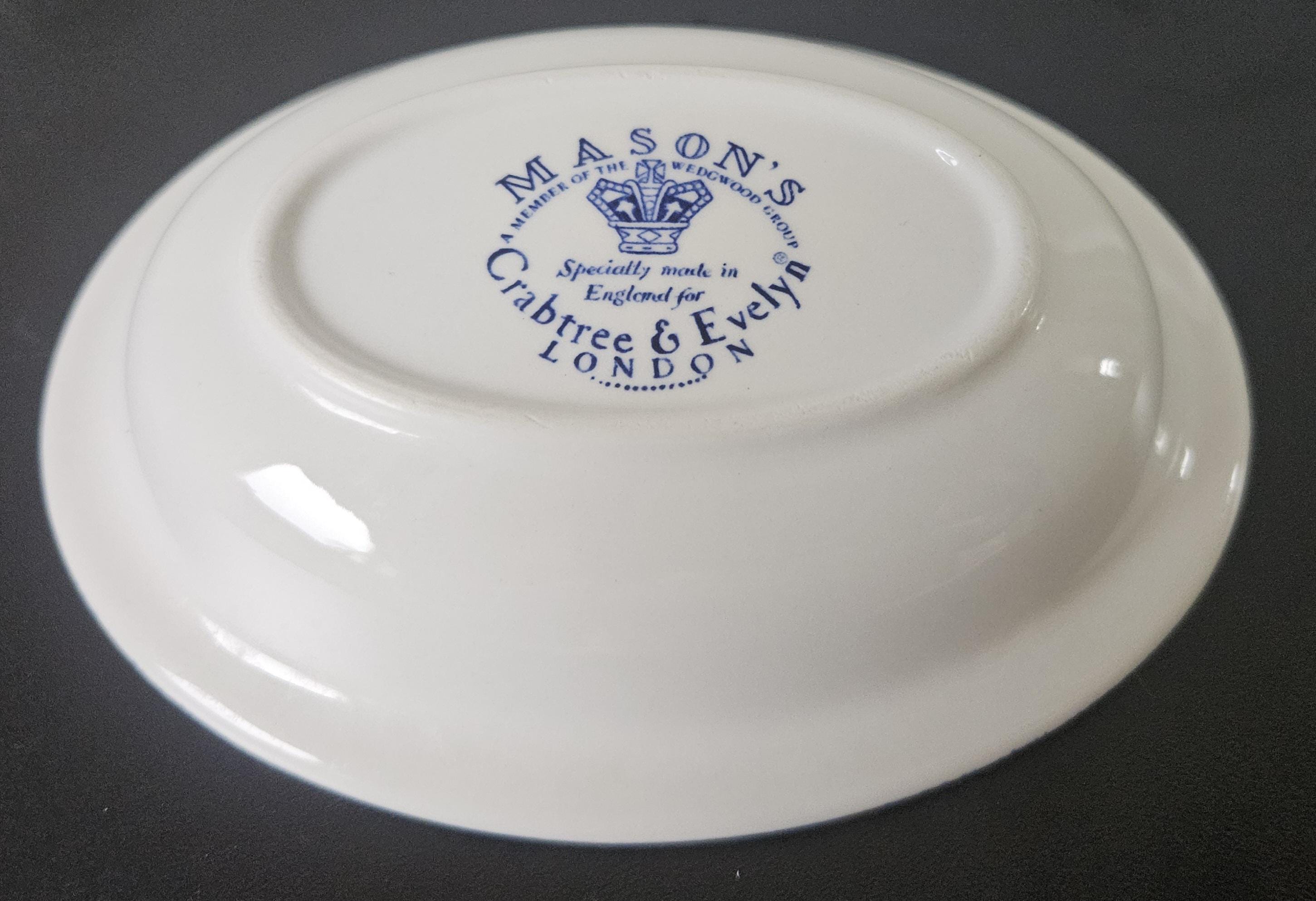 Vintage Soap Dish Mason’s Ironstone Crabtree & Evelyn Chintzy Blue and White Oval Shape