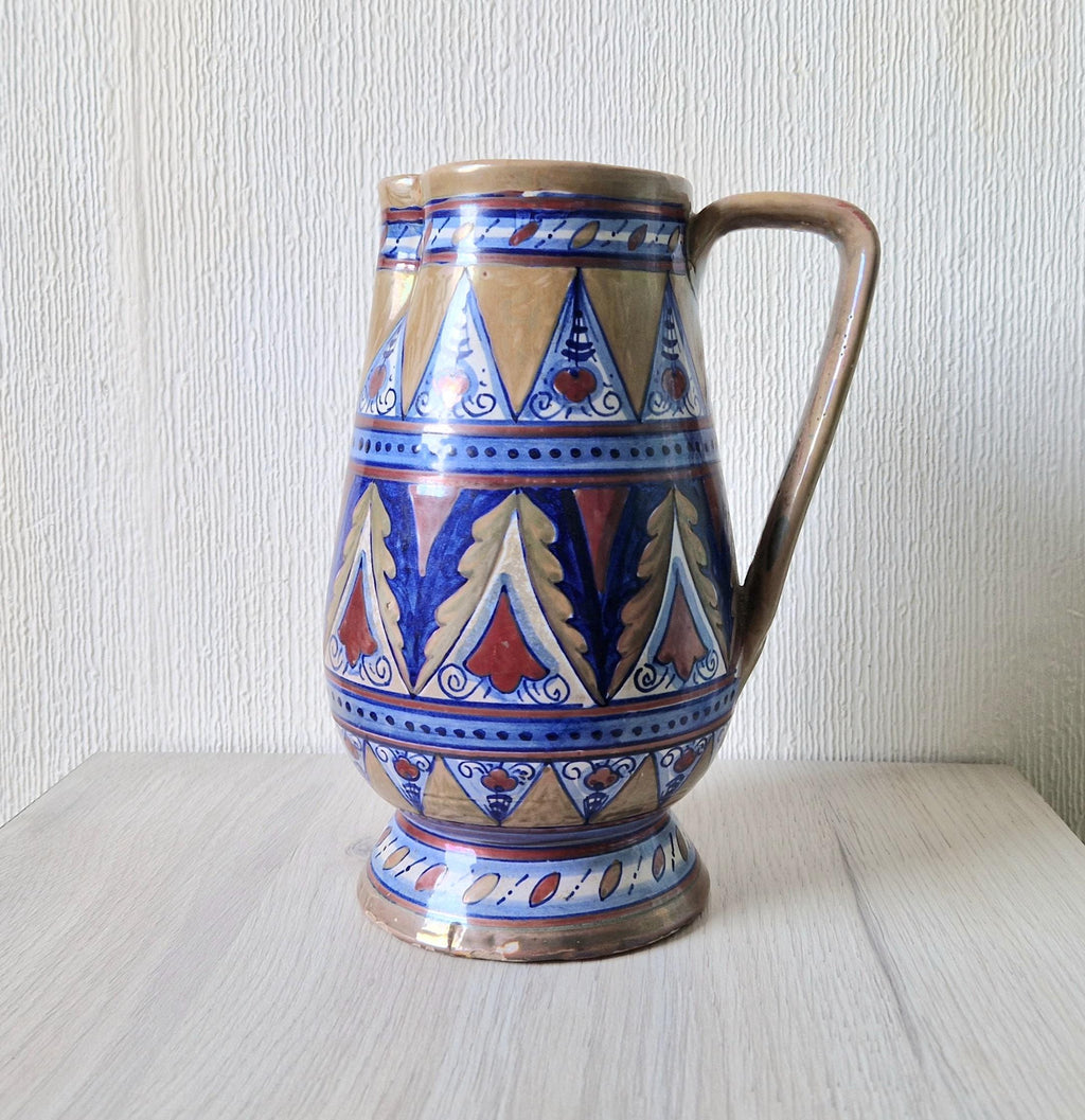 Art Deco Alberto Rubboli Italian Majolica Pitcher Jug Gualdo Tadino Italy Antique 1920