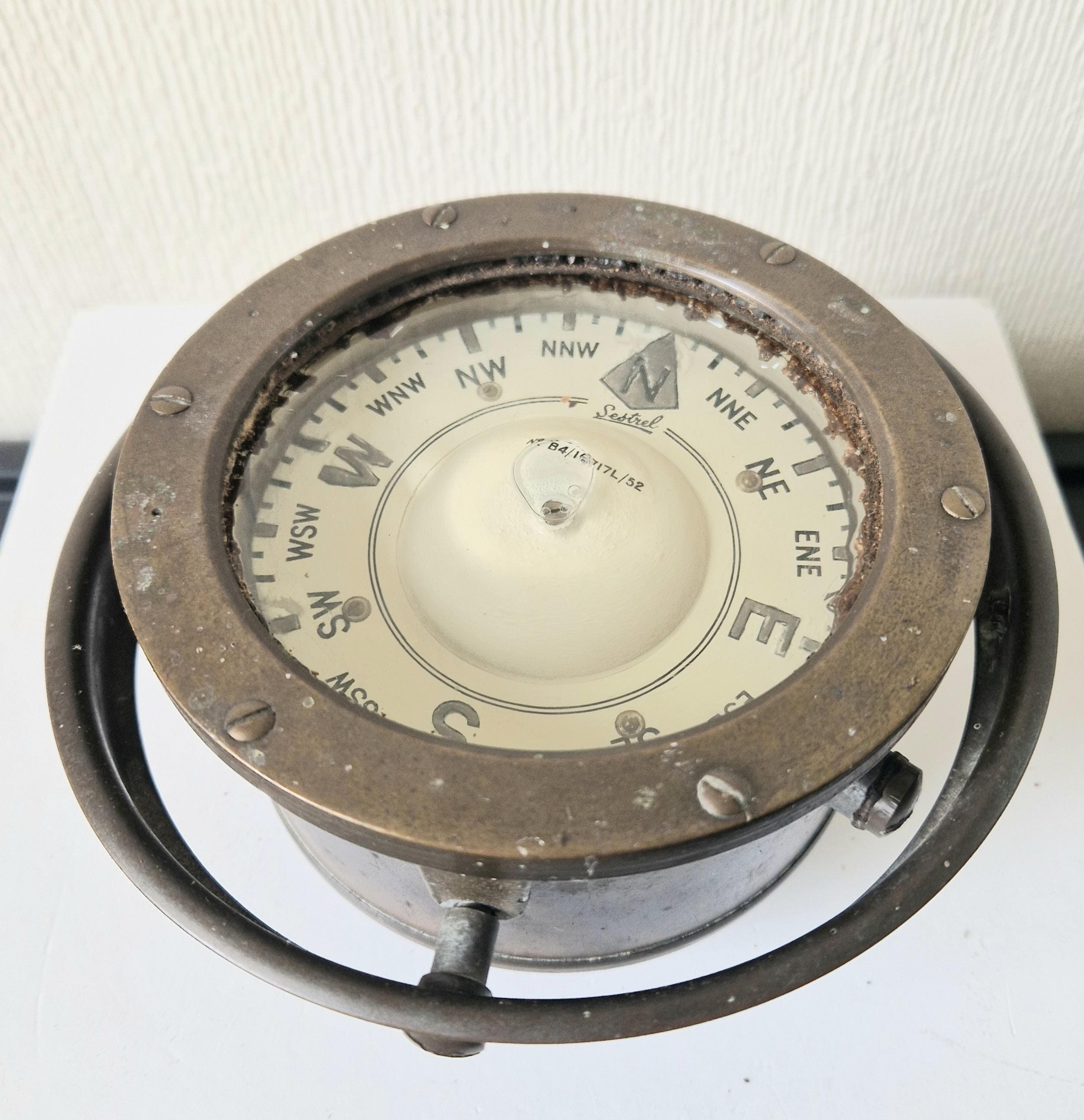 Vintage Seastrel Genuine B4 1950's Alcohol-Filled Brass Ship's Binnacle Compass