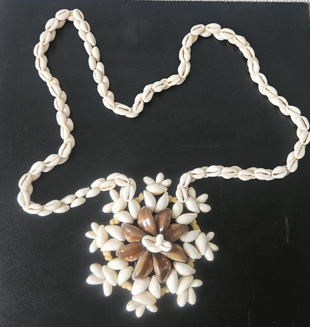 Vintage Huge Oversized Cowrie Shell Pendant Necklace Statement Boho Huge Oversized Pendant 1970s Style Hawian