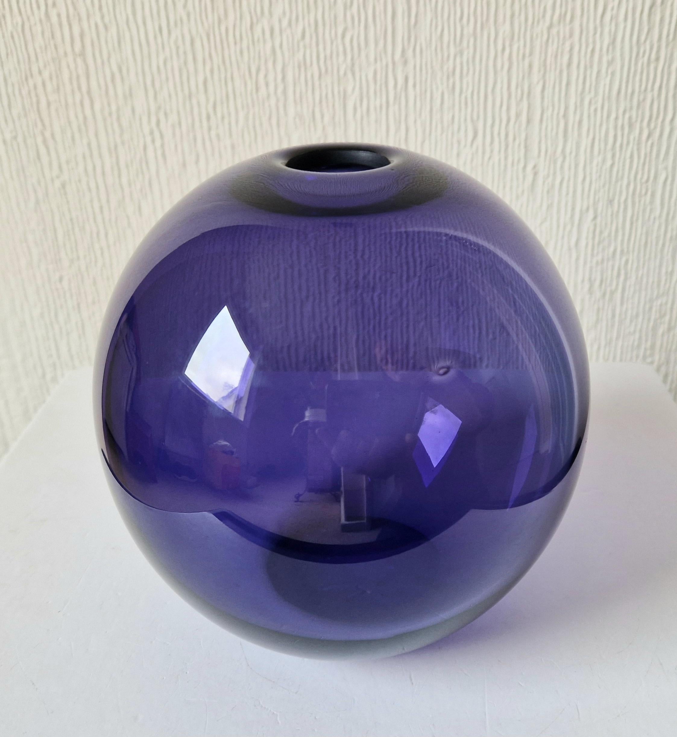 Vintage Purple Loco Art Glass Bulb Designer Vase Signed 2006
