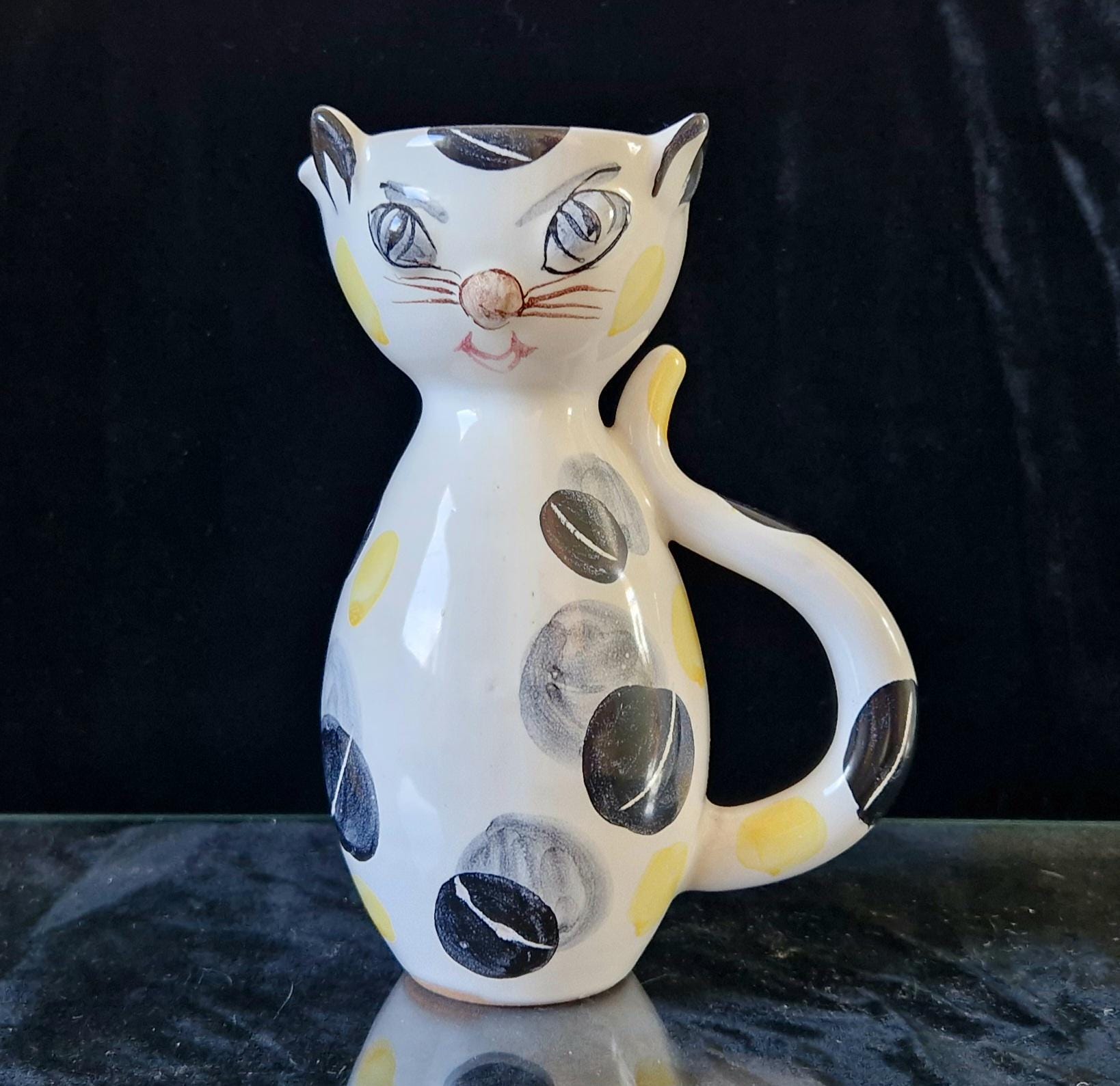 Vintage Italian Ceramic Handpainted Cat Jug 15.5cm