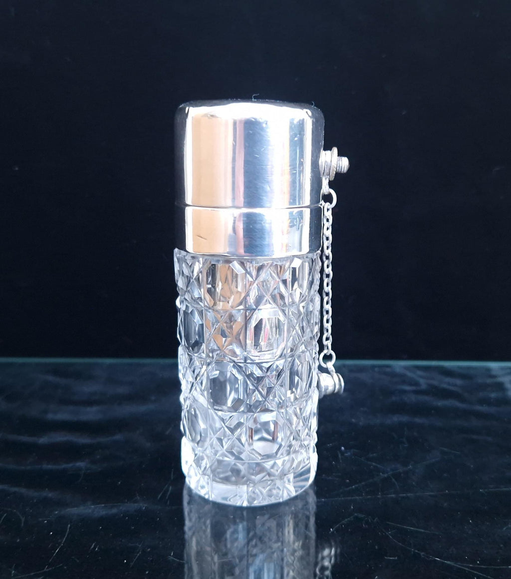 Art Deco Theophilus Martin Baccarat Glass Sterling Silver Piston Pump Antique Perfume Atomiser