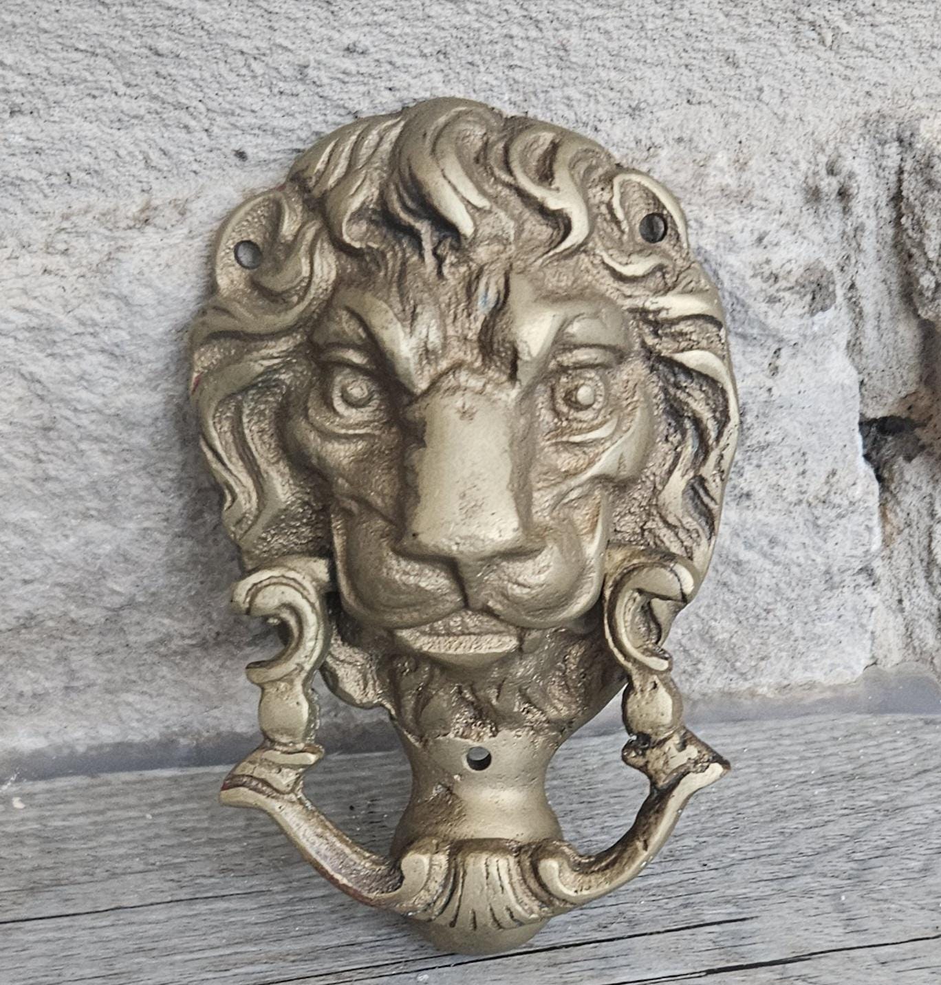 Vintage Brass Lions Head Door Knocker 11.5cm X 7cm