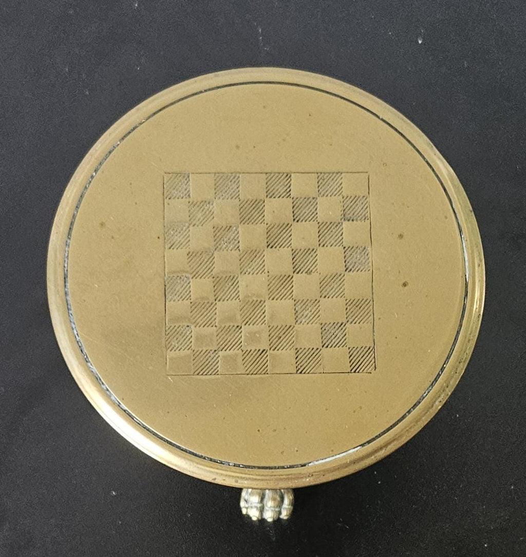 Antique Victorian Brass Miniature Games Table Candle Reflector: Ball & Claw Feet