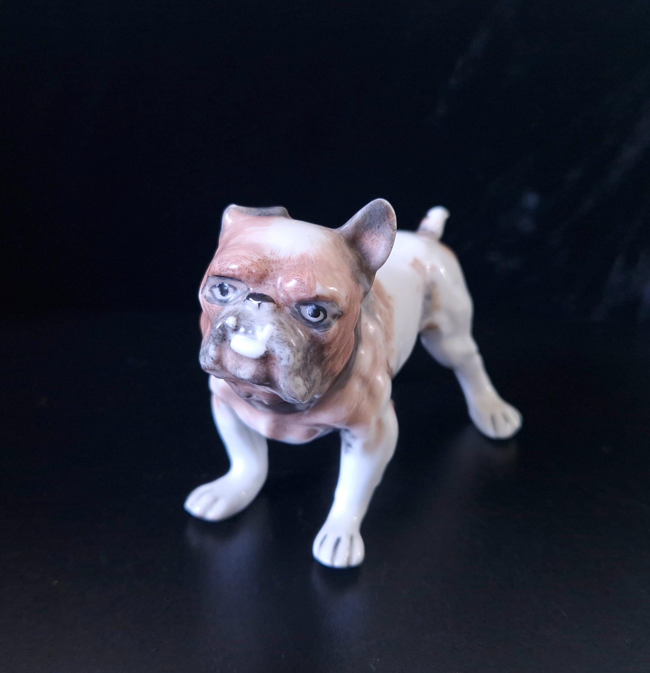 Early 20th Century Hand Painted Ceramic English Bulldog Figure 12cm