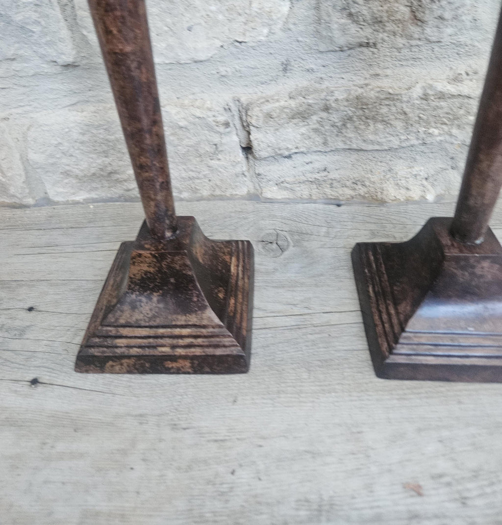 Vintage Art Deco Style Pair Tall Metal Candlesticks Candle Holders 35cm Tall Taper Candlesticks Tall