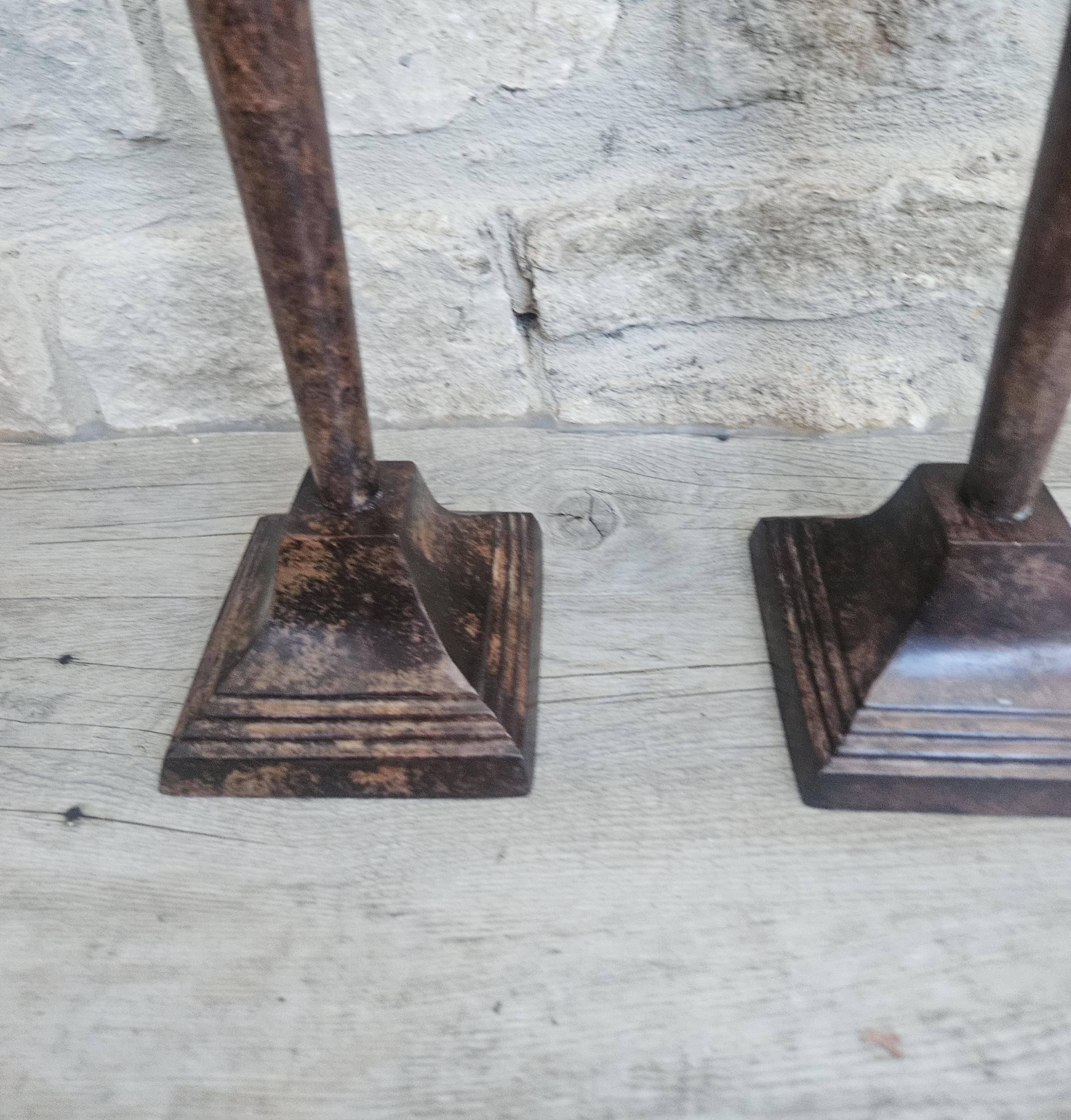 Vintage Art Deco Style Pair Tall Metal Candlesticks Candle Holders 35cm Tall Taper Candlesticks Tall