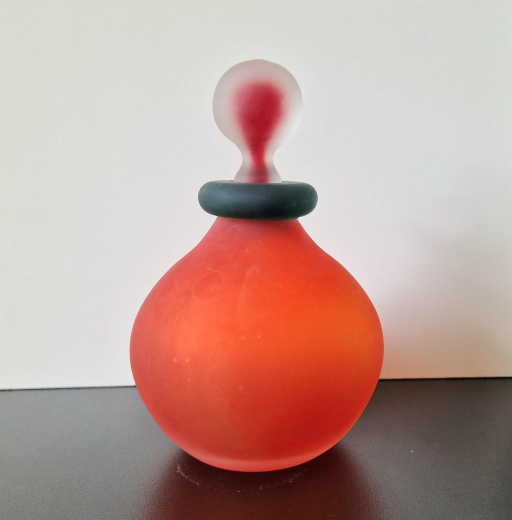 1980s Franco Moretti Venetian Scavo Art Glass Bottle with Sommerso Stopper