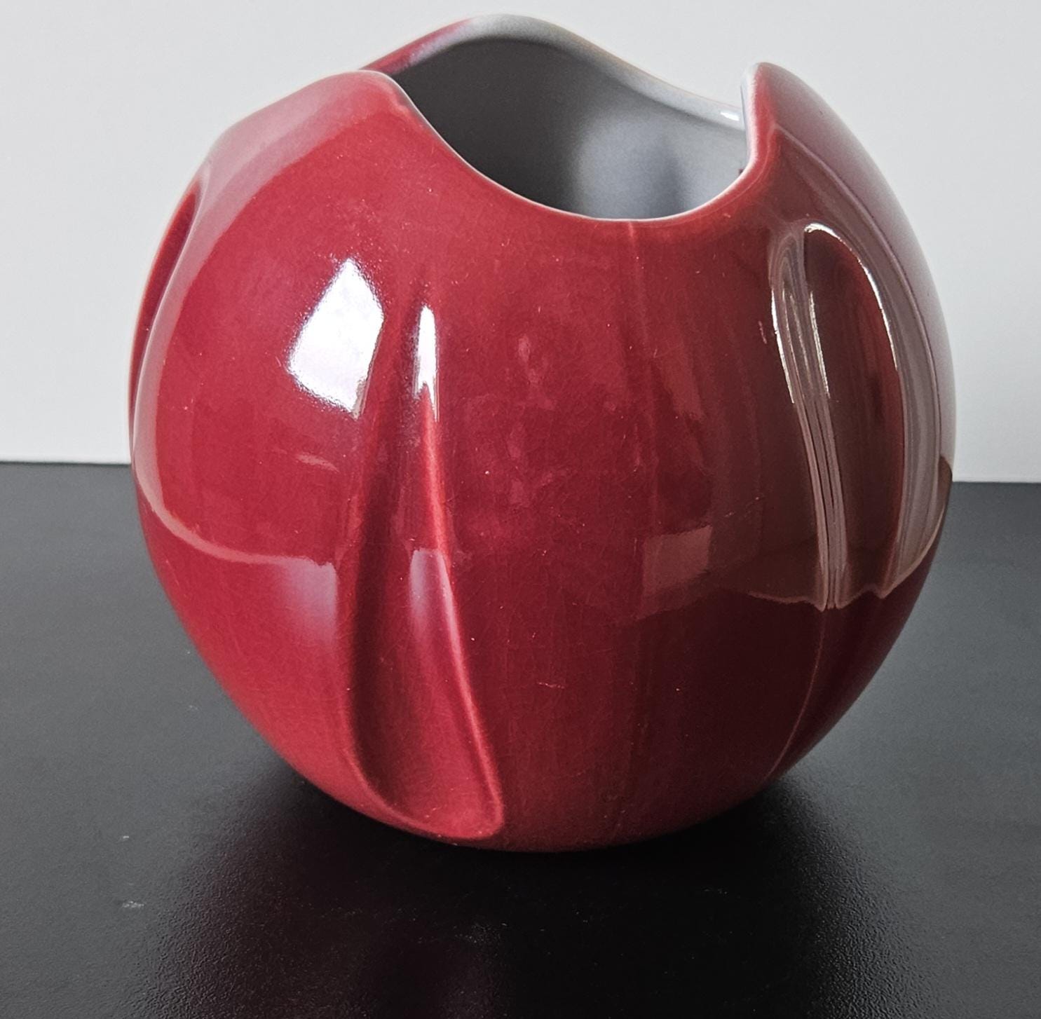 Vintage Art Deco Style Globe Vase Cerise Tulip Vase Made in England