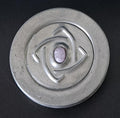 Pewter Art Nouveau Style Trinket Pot Sasha Bowles England signed .Trinket Pot polished Gemstone Inlay